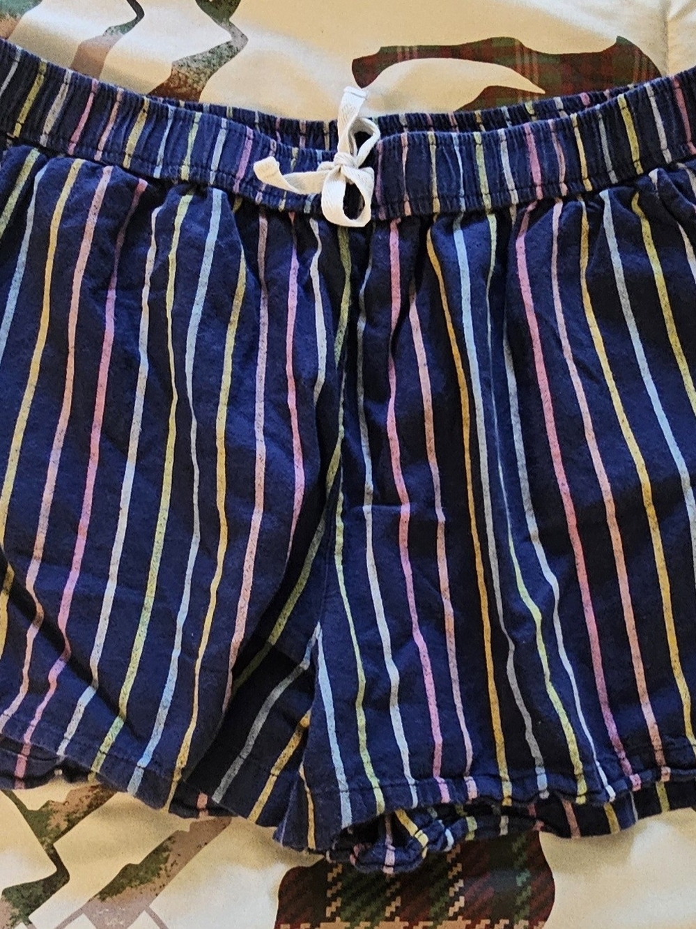 Navy Multi-Stripe Drawstring Shorts